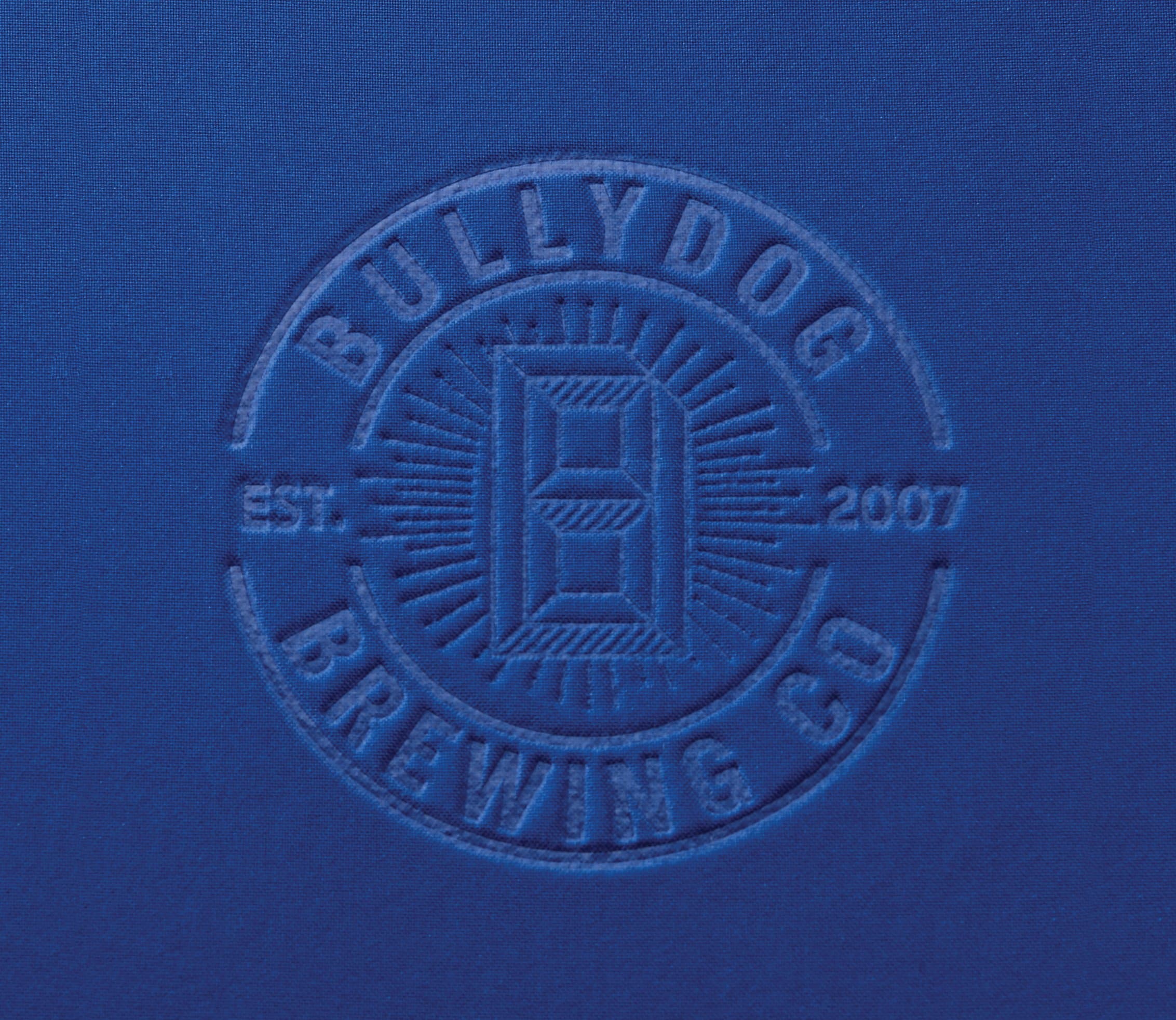 Close-up of embroidery detail on custom apparel